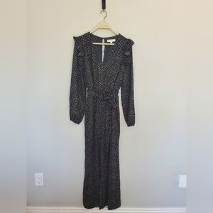 EUC DownEast Womens Jumpsuit size Small-Black with cream/gold